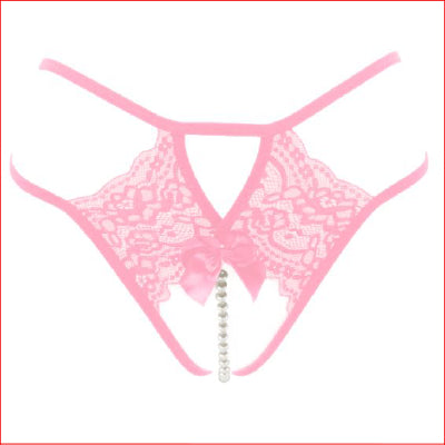 Crotchless Pearl G-String Pink O/S