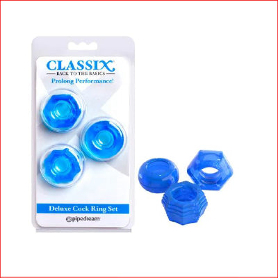 Classix Deluxe Cock Ring Set Blue