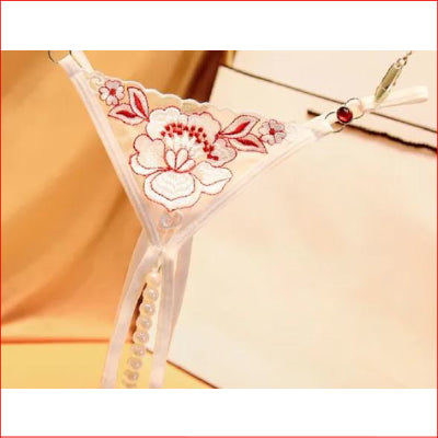 Pearl Crutchless G-String White