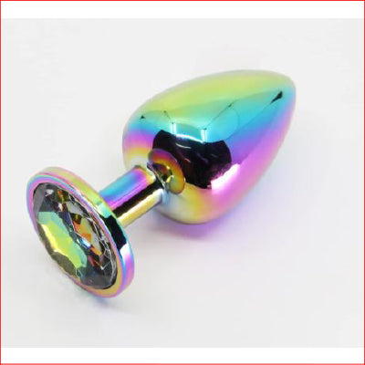 Small Metal Butt Plug Rainbow Chrome