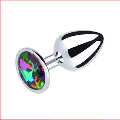 Small Metal Butt Plug Rainbow Gem