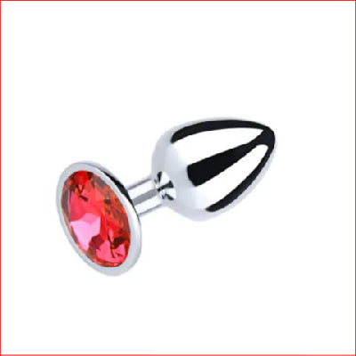 Small Metal Butt Plug Red Gem