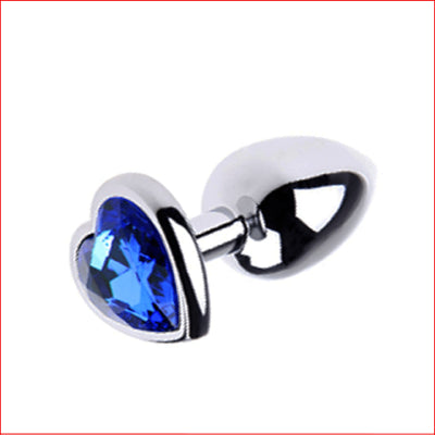 Small Metal Butt Plug Blue Heart Gem