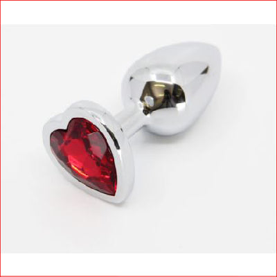 Small Metal Butt Plug Red Heart Gem