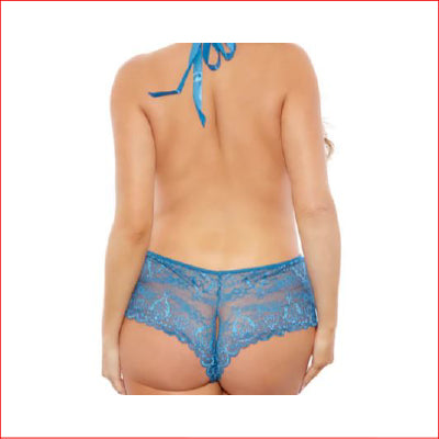 Popsi Lace Crotchless Teddy Navy Plus