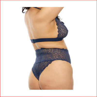 Popsi Lace Bra & Panty Set Navy Plus