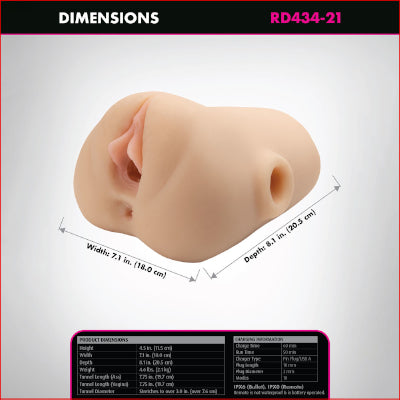 PDX Plus Double Pounder Vibrating Squeeze Stroker - Flesh