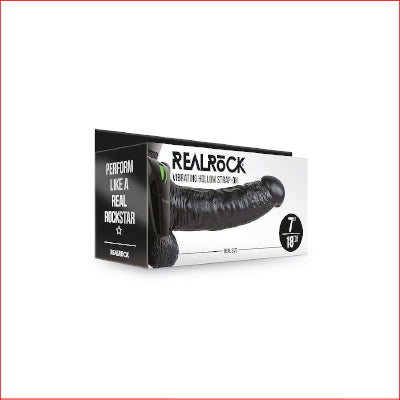 Realrock Strap-On Hollow 7" Black Vibe