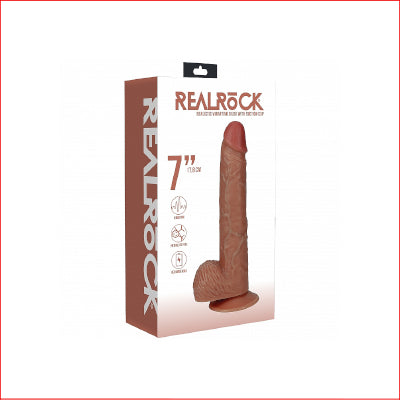 Realrock 18cm Vibrating Cock & Balls Tan