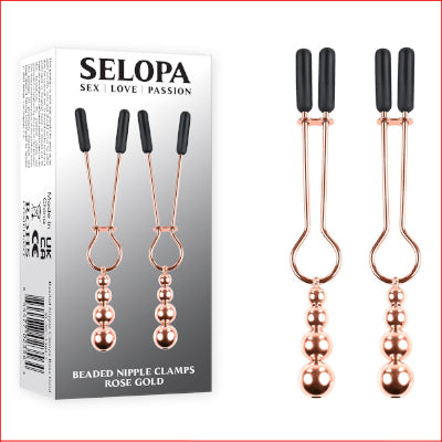 Selopa Beaded Nipple Clamps Rose Gold