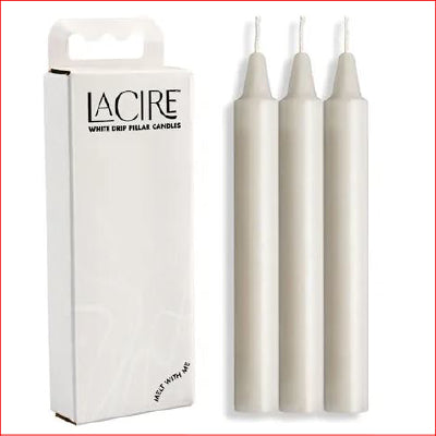 LaCire Drip Pillar Candles - White