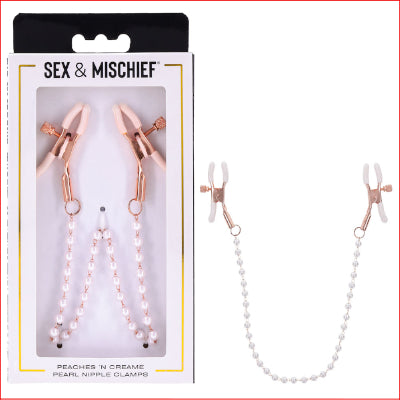 Sex & Mischief Peaches N CreaMe Pearl Nipple Clamps