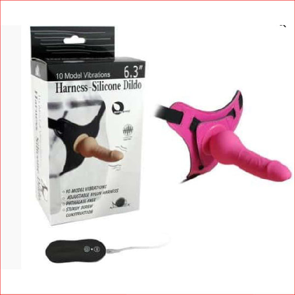 Strap On Harness Silicone Dildo Pink Vib