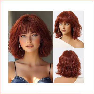 Wig Short Wavy Dirty Red