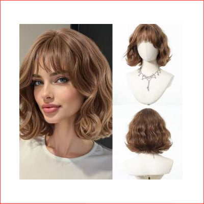 Wig Wavy Short Light Brown