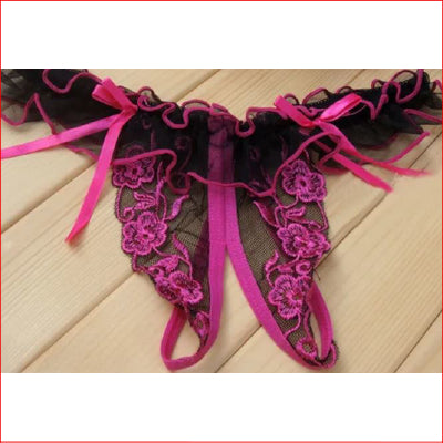 Tanga Crutchless G-String Black/Hot Pink