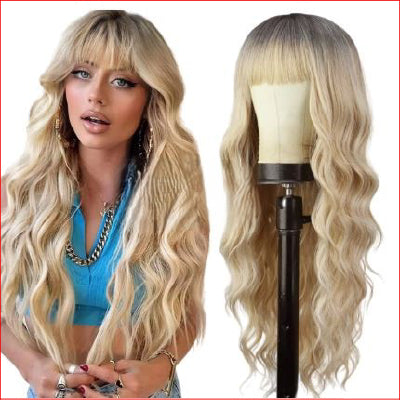 Wig Long 26" Blonde Dark Roots