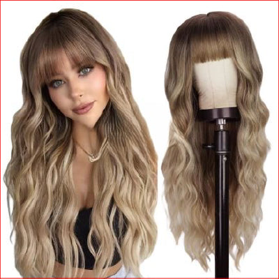Wig Long 26" Brown w Blonde Highlights