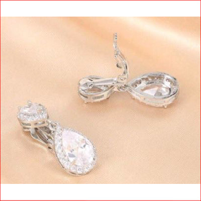 Zirconia Water Drop Clip On Earing