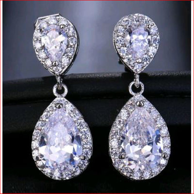 Zirconia Water Drop Clip On Earing